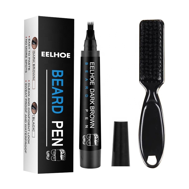 2021 Natural Waterproof Beard Style Filling Pen Beard Pencil Filler and Brush Kit for Men Beard