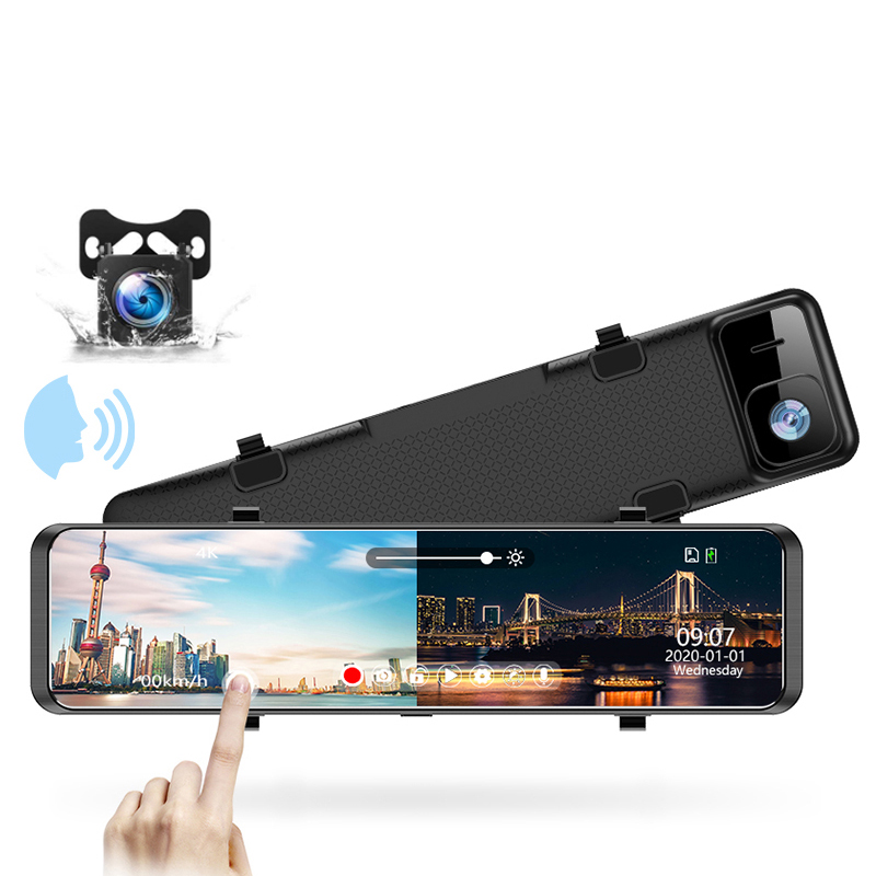 11,26 "12" дюймов 4K голосовых команд, Wi-Fi, быстрая камера 4K Dash (устройство цифровой записи), с поддержкой Wi-Fi