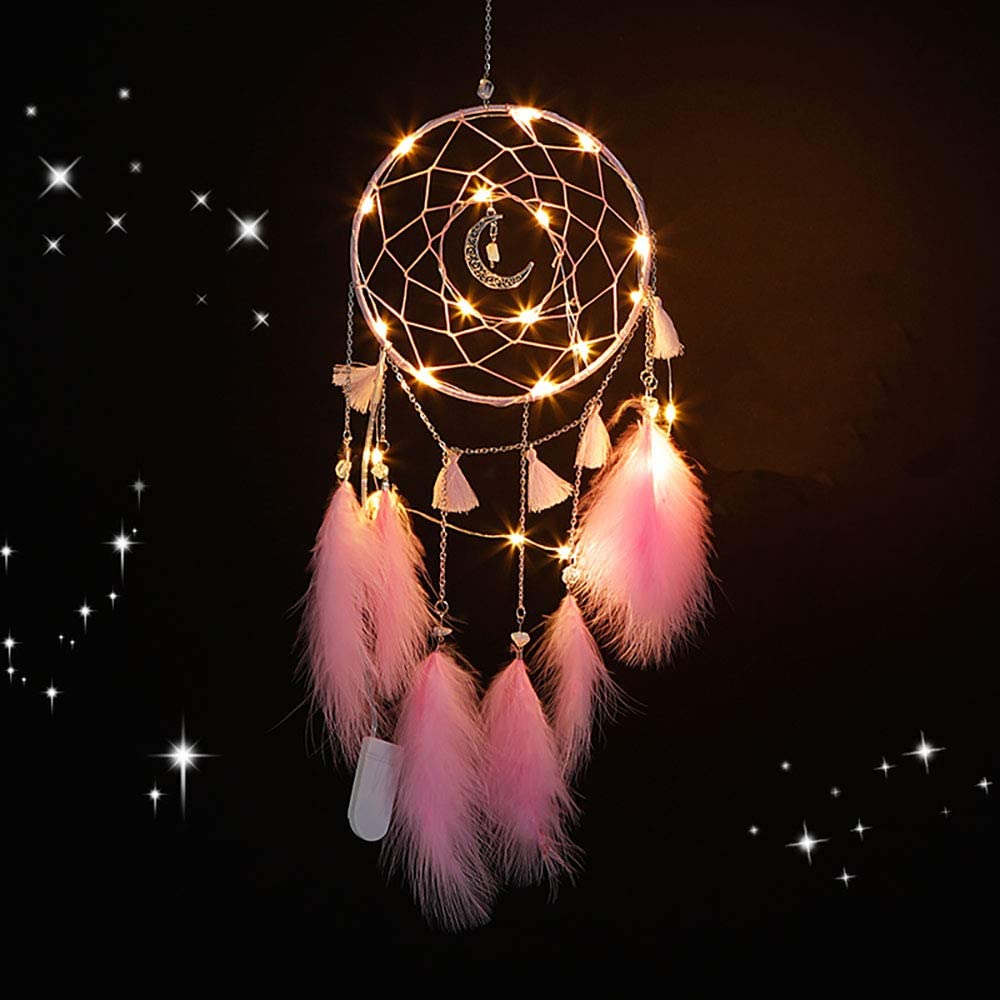 Amazon Nice Dream LED MoonFly Ловец снов для спальни настенный Декор для дома украшения Ремесло традиционные перья DreamCatchers