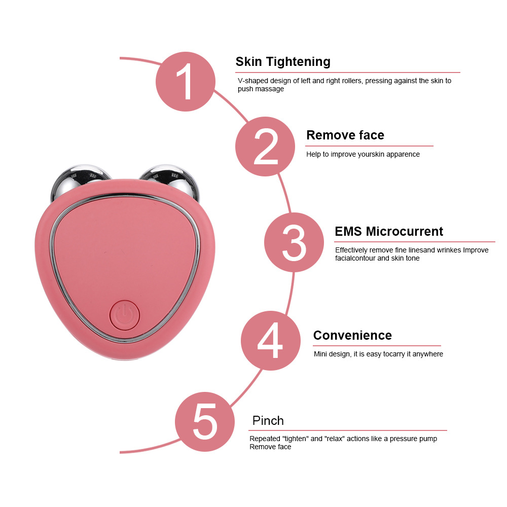 Dropshipping Mini Skin Firm Handy Anti-aging Face Lift Roller Facial Massager Anti Wrinkle Microcurrent Facial Device