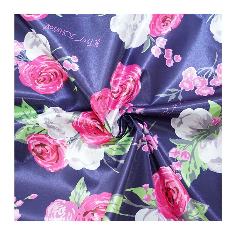 NO MOQ Custom Flower Tear-resistant Digital Printing Polyester Satin Fabric