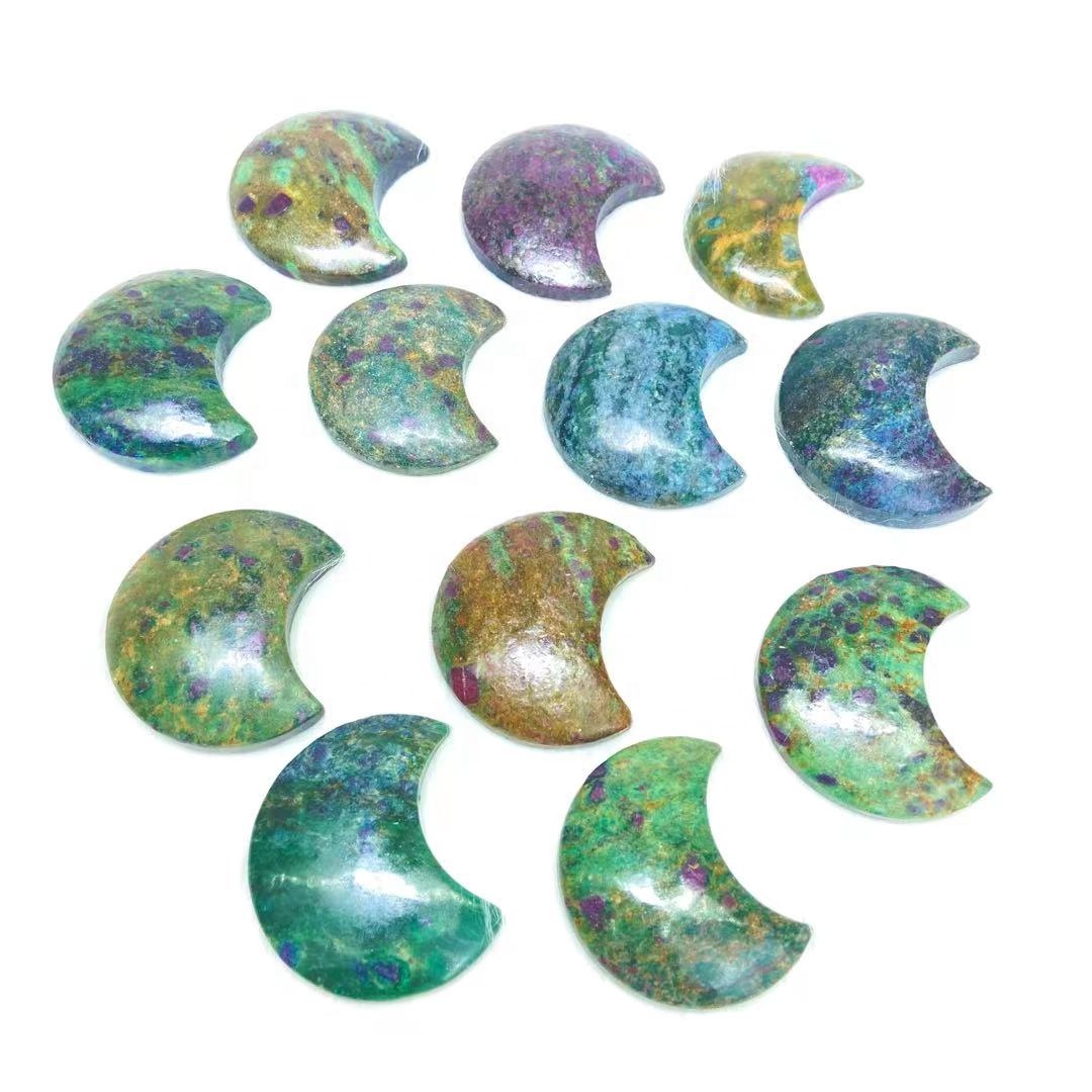 Best price sale well low price Hand craved Crystal ruby Kyanite moon carving