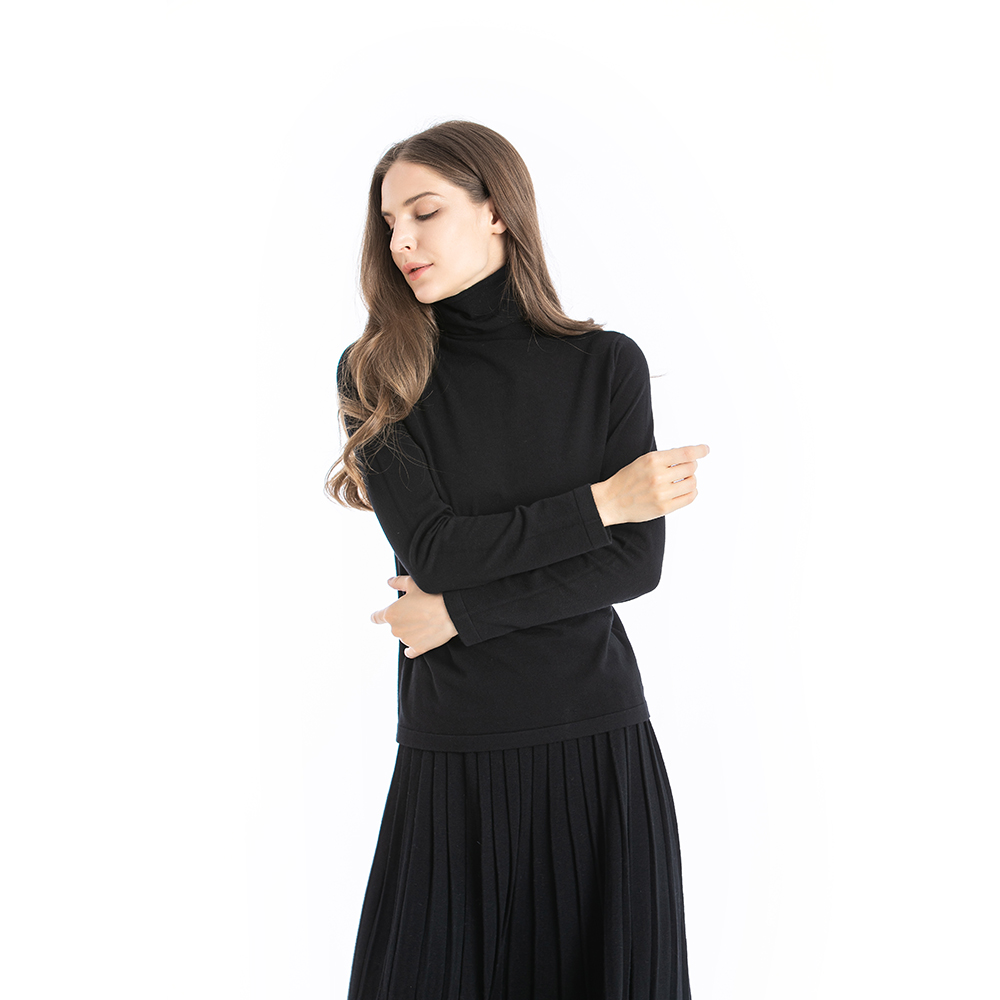 Custom sweater women 2021 Winter Pull Over Knitted Sweater Cotton Long Sleeves Knitted Round Neck Turtleneck Women's Sweater