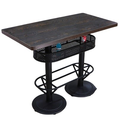 Modern Design bistro Marble Wood top Iron base Bar tables for Restaurant