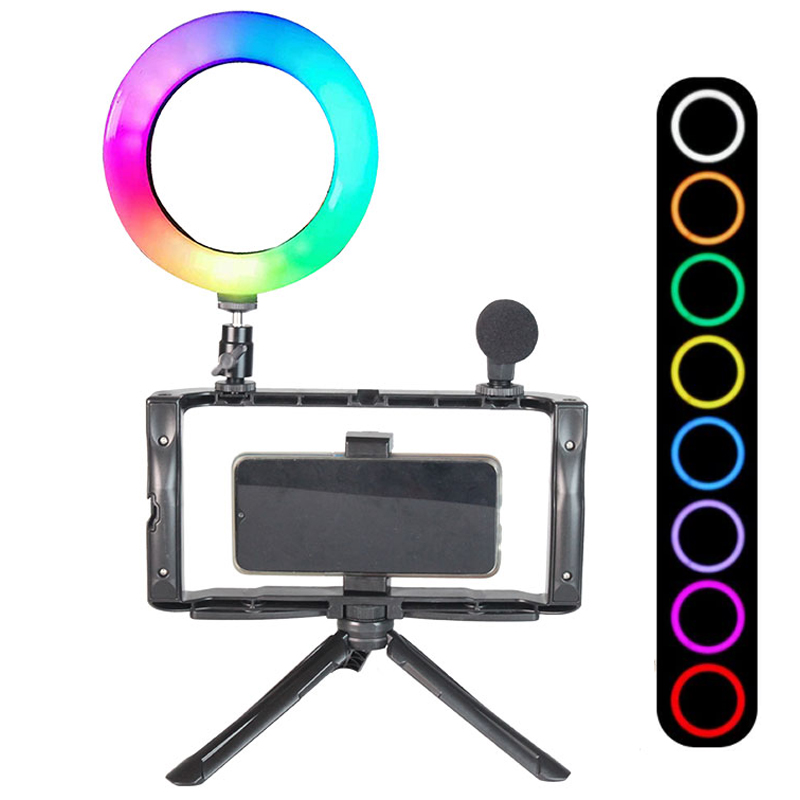 Набор для фотосъемки, светодиодная подсветка RGB, кольцевой светильник для селфи, микрофон с микрофоном для YouTube, Tik Tok