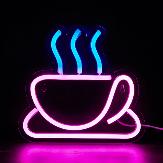 LED neon sign coffee cup night light lamp for wedding party decorative kids coffee bar girls gifts