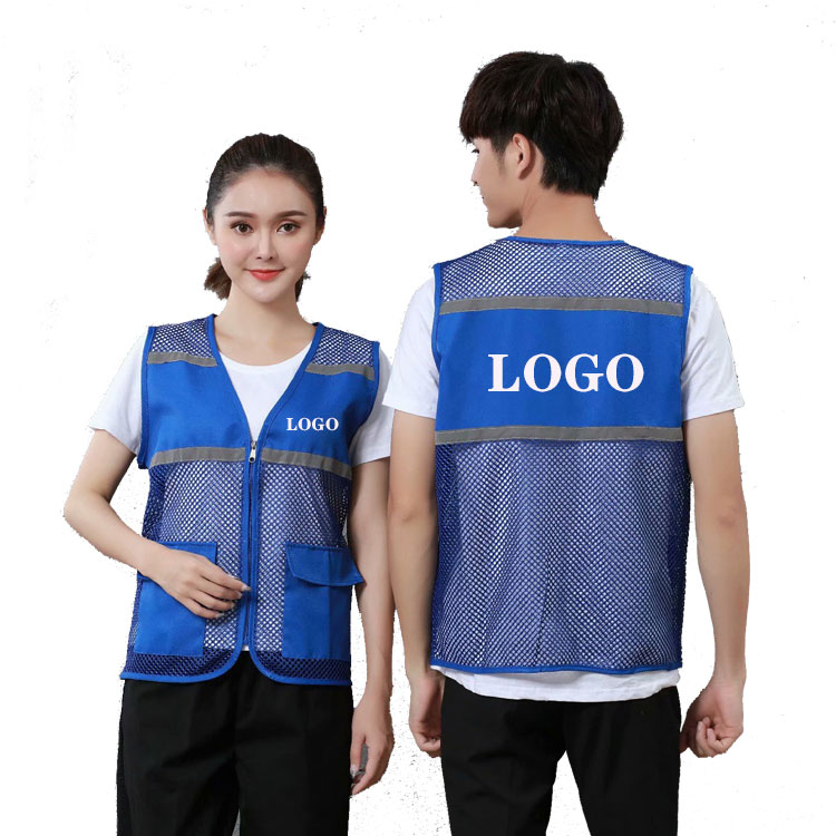 Wholesale custom logo printed reflective advertising vest fishing net vest