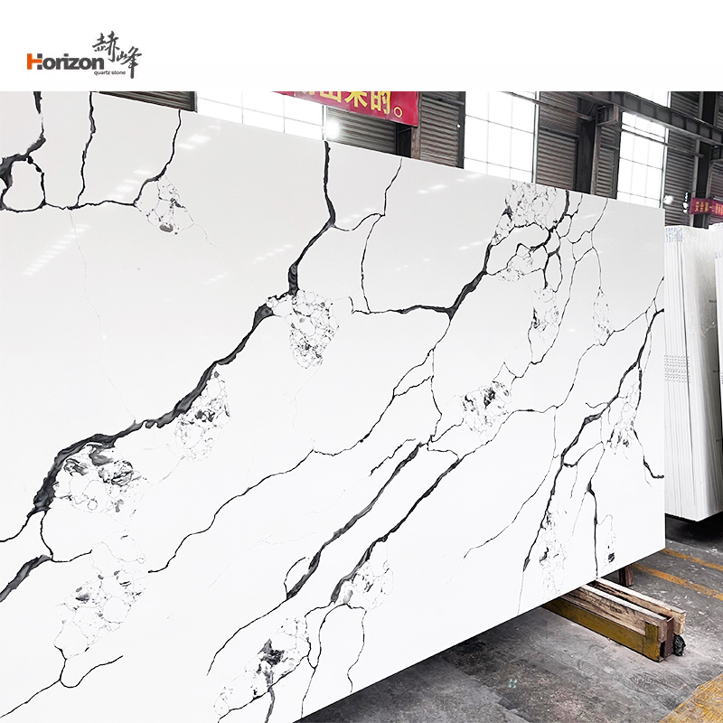 2024 Horizon wholesale 0 silica stone slabs white artificial quartz slab countertops quartz plates black quartz slab