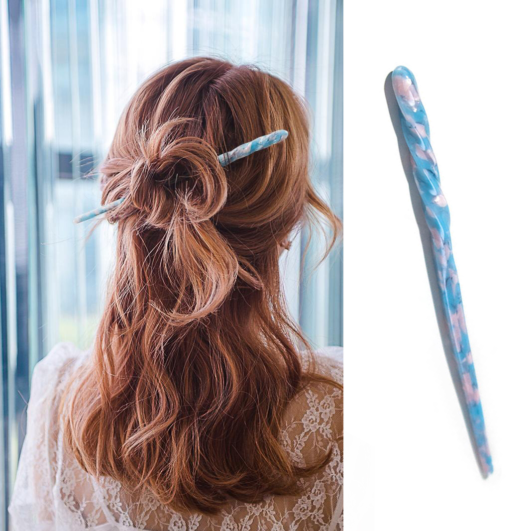 Vintage Hair Sticks Plastic Long Hair Chop Sticks Cut Out Oval Hair Bun Cover With Acetate Sticks For Women
