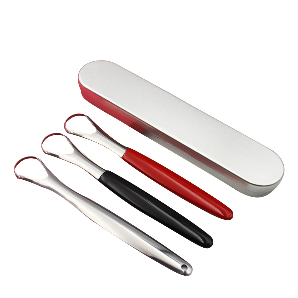 BPA-Free Metal Tongue Cleaner Brush Sweeper Scarpper Tools with Travel Case