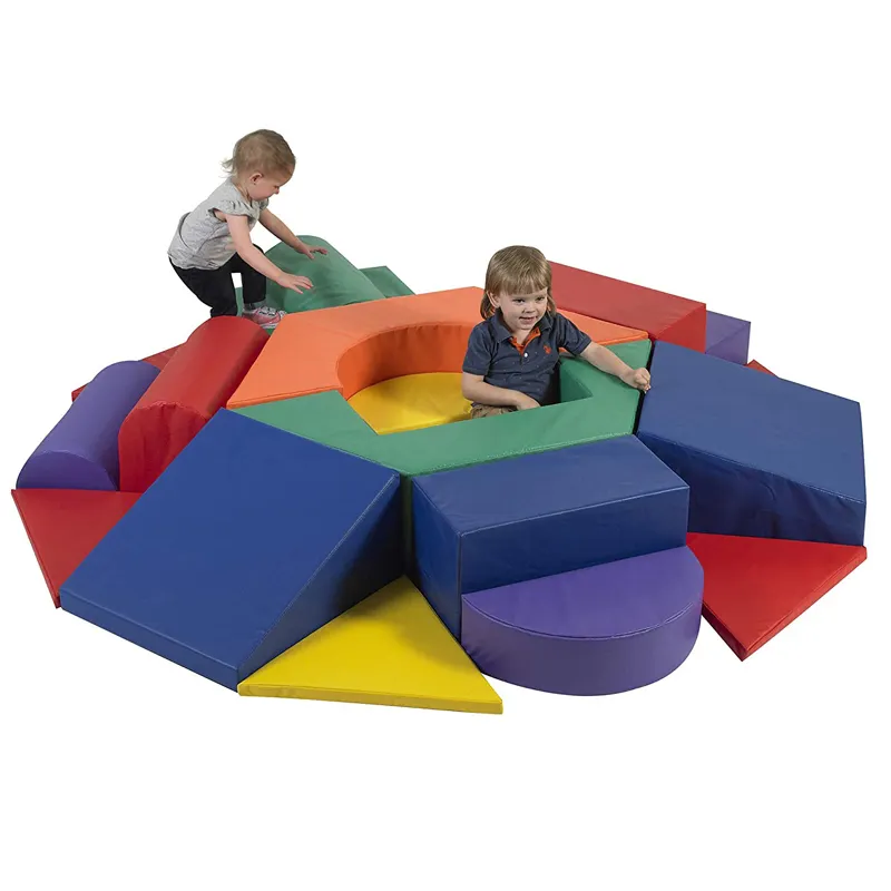 kids toddler tunnel slide crawl climbing softplay soft play set blocks cube foam climbers with magic mirror and pit balls