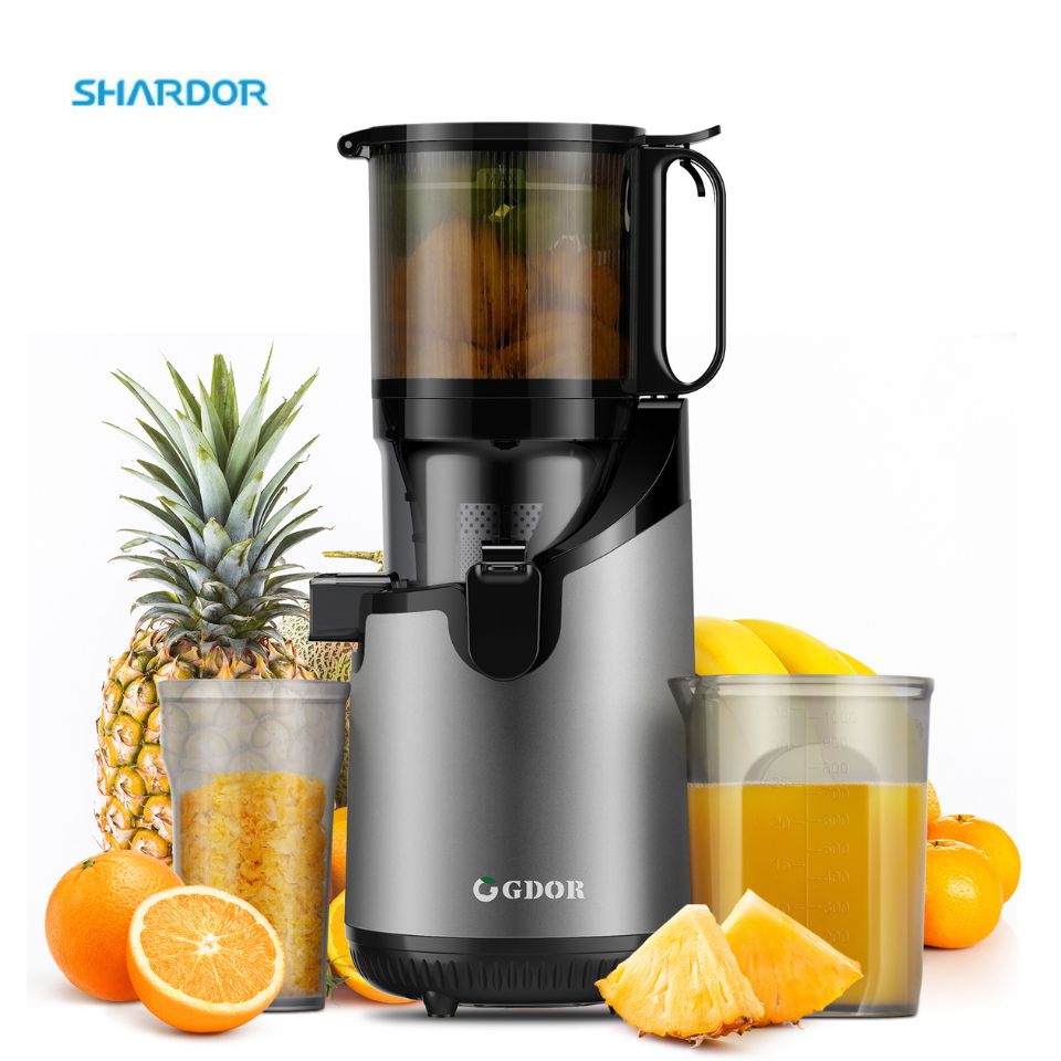 Portable Cold Press Juicer Machine with Extra Wide Feed Chute for Fresh Vegetable and Fruit Extraction