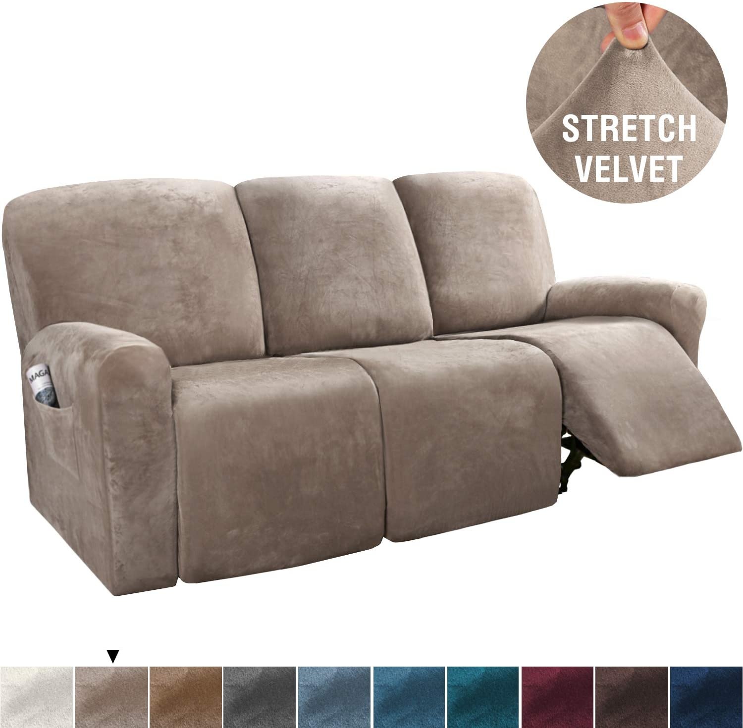 Новая горячая распродажа стрейч кресло чехлов 8 штук для дивана Recliner роскошные чехлы на стулья бархат 3 одноместное кресло с откидывающейся спинкой для диванов