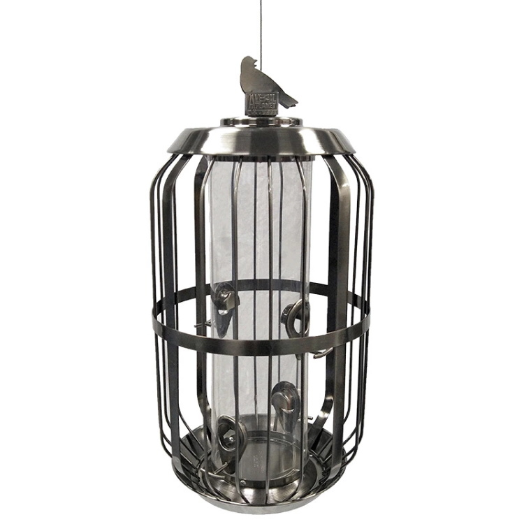 2021 Nickle Plating Metal Cage Hanging Decoration Bird Feeder For Outdoor Wild Birds Food Feeding