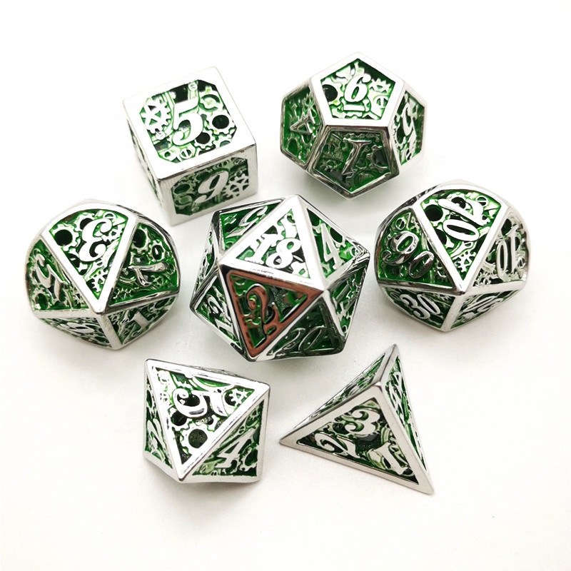 Многогранные металлические кости DND, медные кости с вырезами, игральные нежные кости