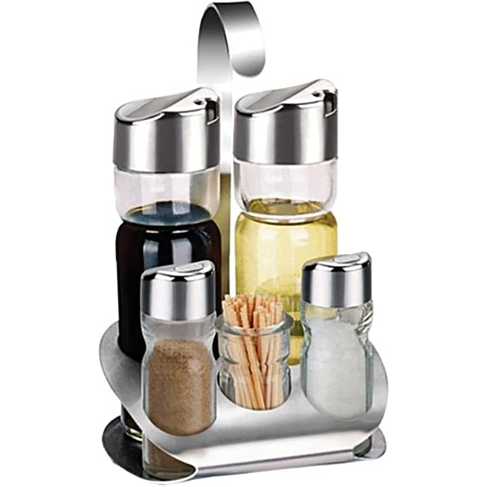 Hot Selling Kitchen Cooking Soy Sauce Olive Oil Storage Bottles Jars Spice Vinegar Food Glass Storage Containers Set Accessories