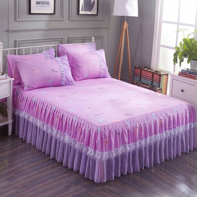 K1238 New Floral Fitted Sheet Cover Wedding Housewarming Graceful Bedspread Lace Fitted Sheet Bed Cover Skirt