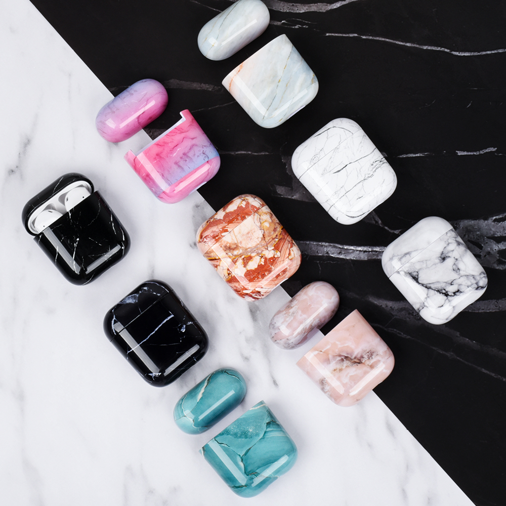 Мраморный чехол для наушников Airpods, пылезащитный чехол, жесткий защитный чехол для Apple AirPods 1 2, чехол для наушников
