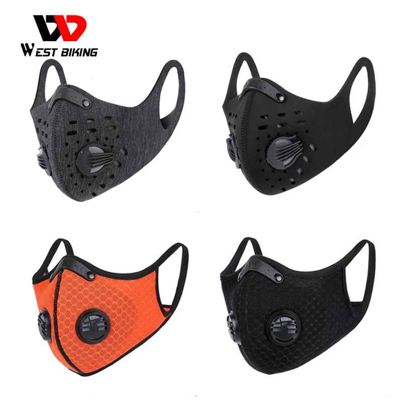 WEST BIKING Breath Activated Carbon Dust Facial Mask Bicycle Protect Custom Bicycle Half Face Mask Fabric Ski Bike Half Mask