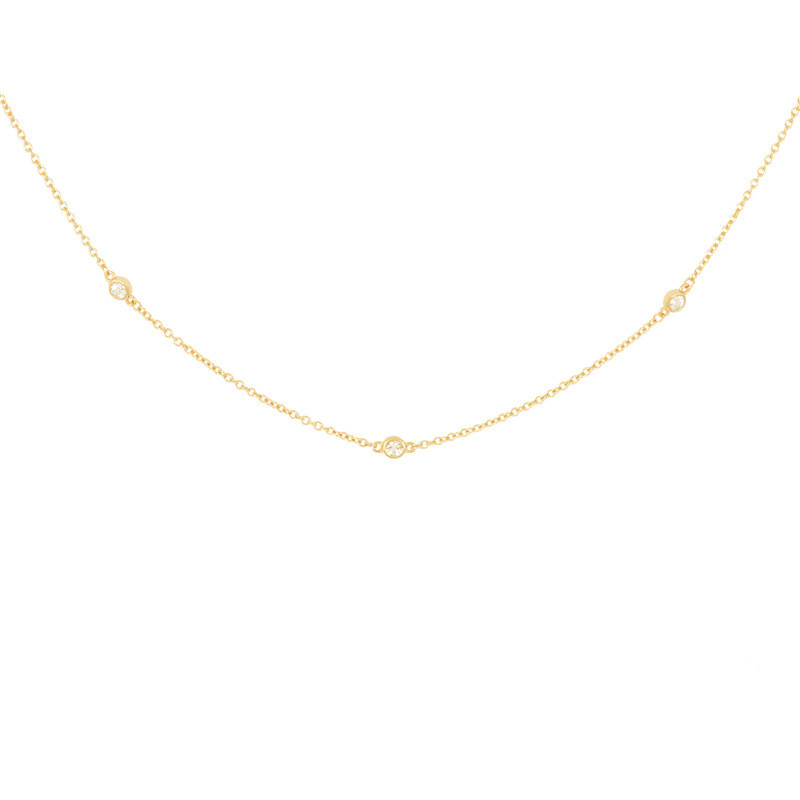 S925 Sterling Silver Diamond Bezel Dainty Chain Choker Necklace 14K Solid Gold Necklace Jewelry
