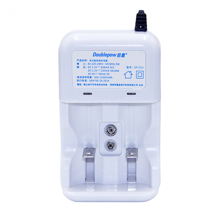 2 Slots D02 LED Multifunction Charger for 1.2V AA/AAA/C/D/9V Ni-MH/Ni-CD Rechargeable Battery