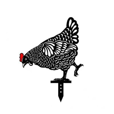 Amazon Hot selling Chicken Yard Art Chicken Hen Insert Card Acrylic Hollow Simulation Garden Ornaments