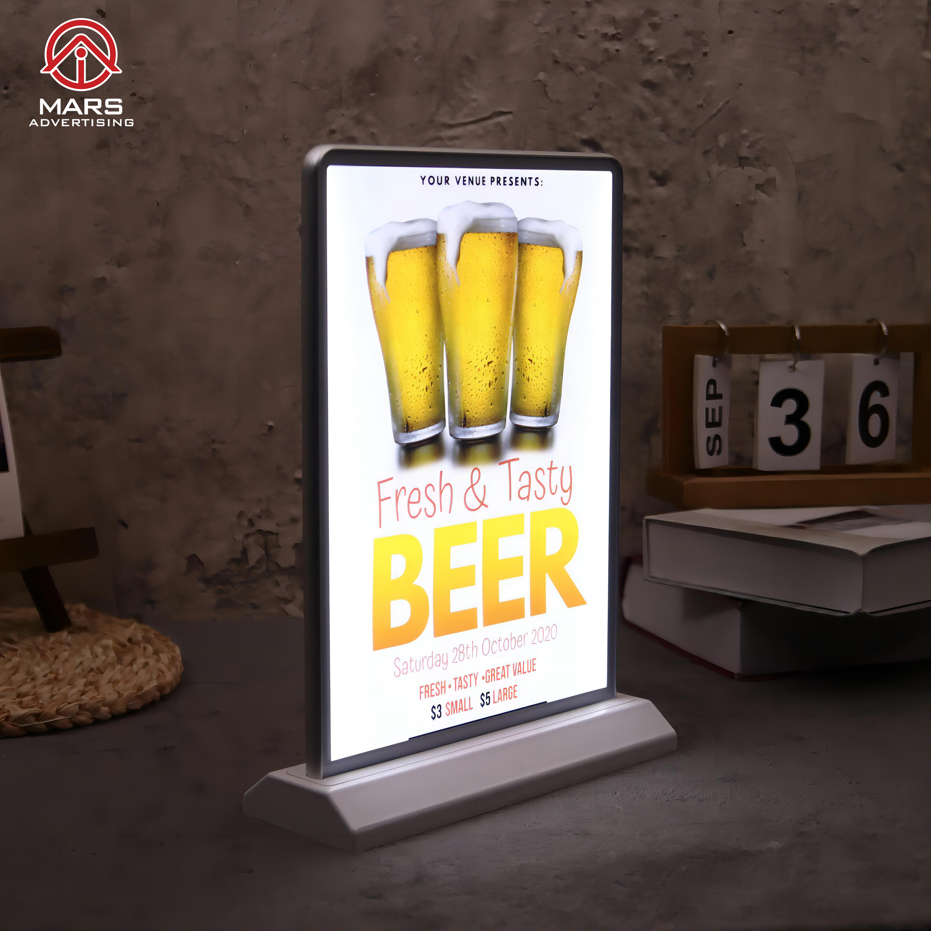 Rechargeable Wireless Desktop Display Double Side Advertising Light Box Sign Acrylic Flashing Table Led Light