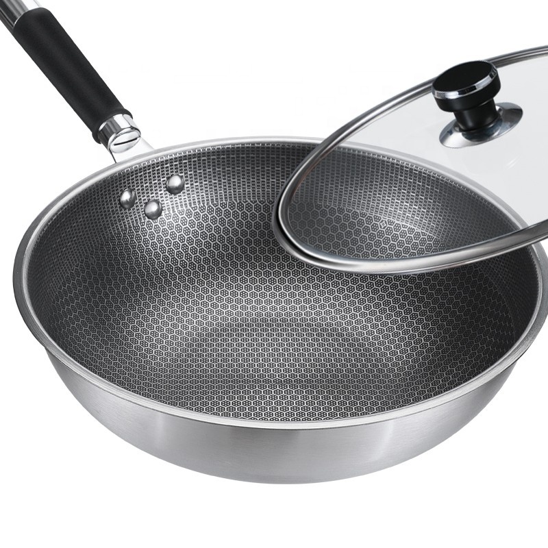 Nonstick Stir Fry Pan 12.5" Stainless Steel Wok