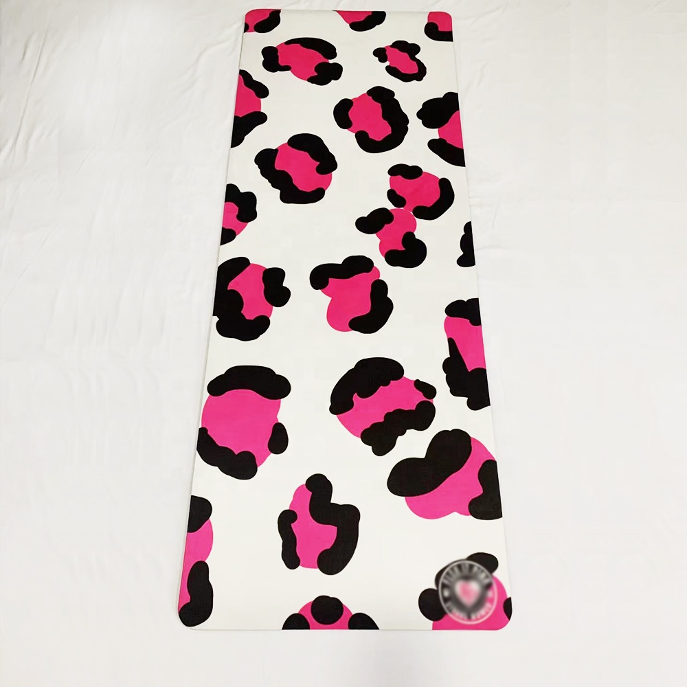 Eco Friendly Custom 3mm Leopard Print Design Suede Yoga Mat for Gym Exercise Home Use