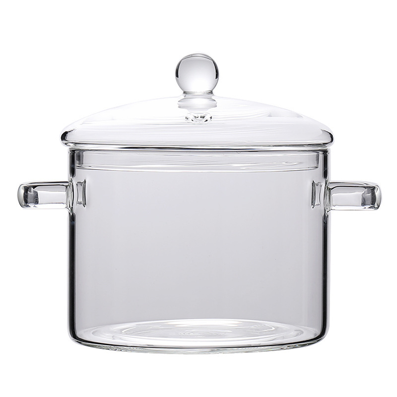 1.4L heat resistant cooking pot set glass new design borosilicate clear glass cooking pot