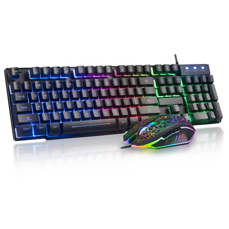 Проводная игровая механическая клавиатура и мышь с RGB-подсветкой