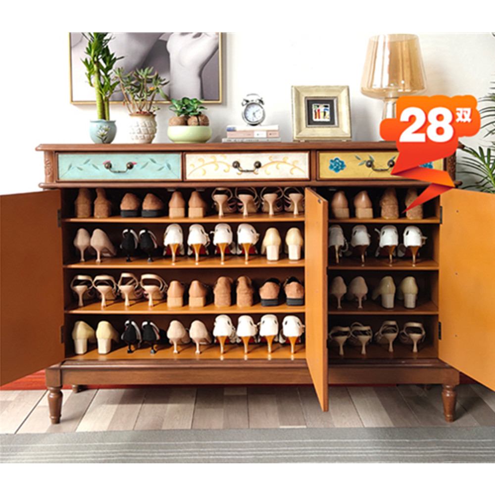 Antique style shoe cabinet modern wood shoe rack cabinet