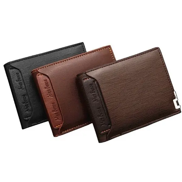 Short retro wallet custom logo travel wallet fashion PU leather wallet for mens