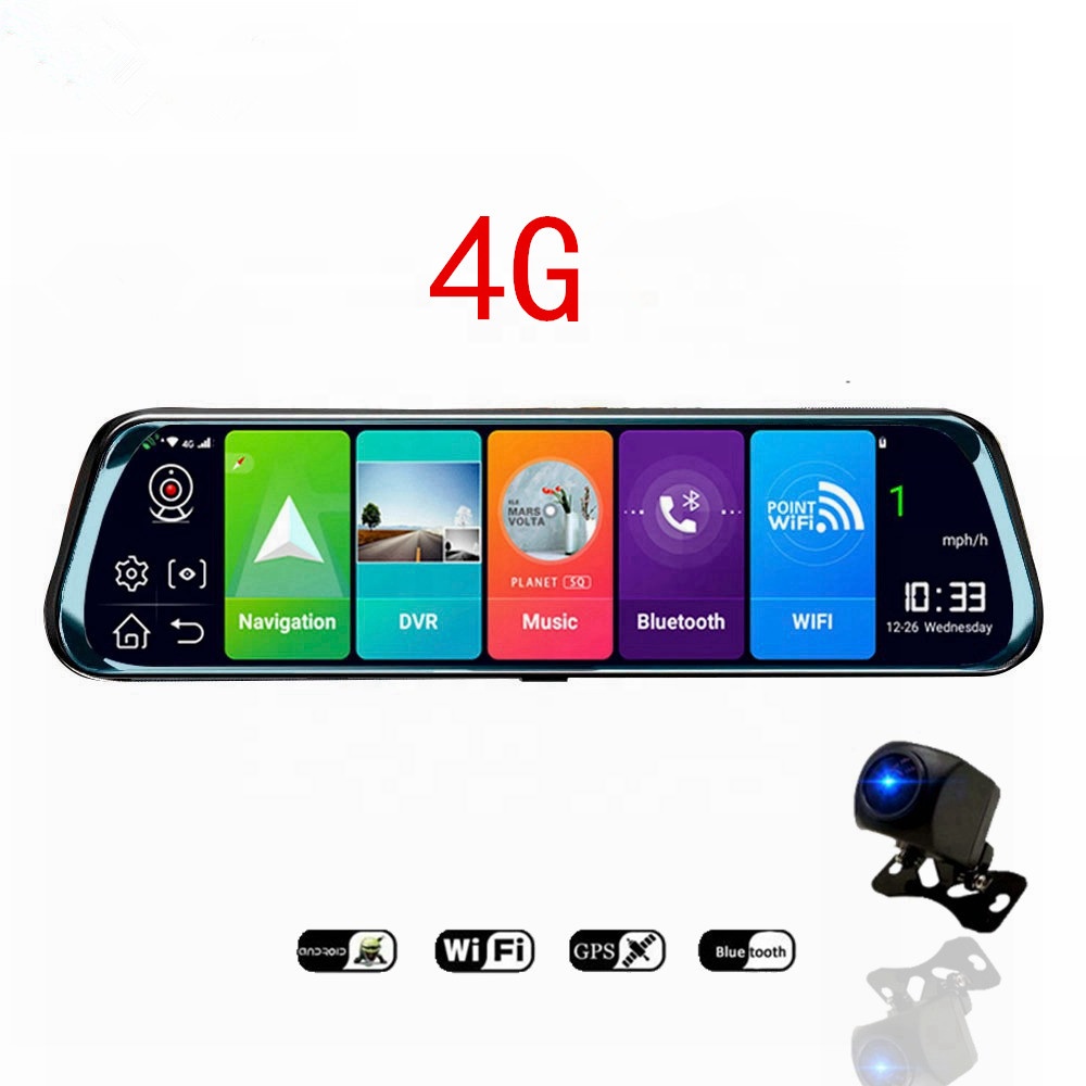 Автомобильный видеорегистратор, регистратор, 4G, 10 дюймов, Android 8,1, автомобильная электроника, зеркало заднего вида, GPS, 1080P, GPS, камера заднего вида, автомобильный черный ящик