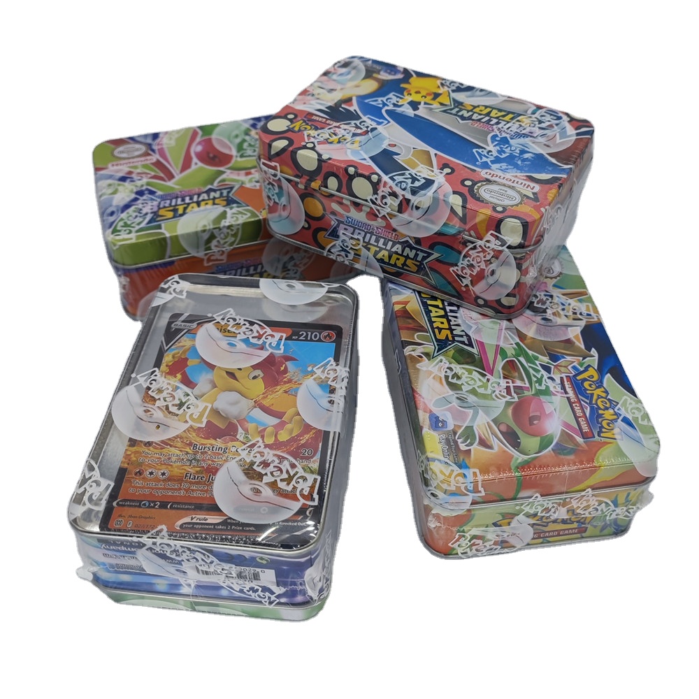 40 шт. жестяная коробка POKEMON Pokemon game card английская карта имитация не является официальным продуктом