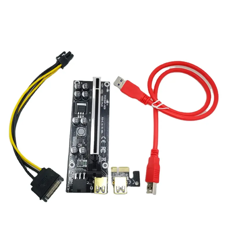 Недорогая Райзер-карта VER009S Plus PCI-E, VER 009S PCI Express 1X 4X 6X 8X 16X, USB 3,0, кабель SATA к 6-контактному разъему для майнинга