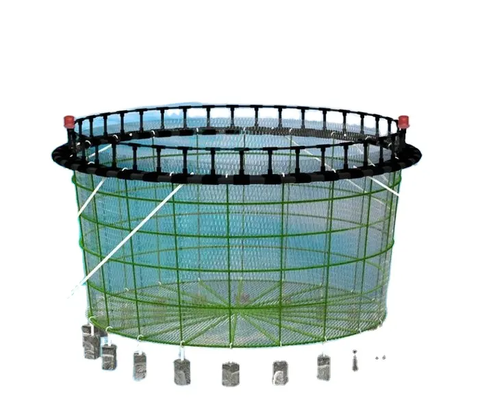 fish farming net,PE knotless fishing net cage,hdpe aquaculture seabass culture fishing cage