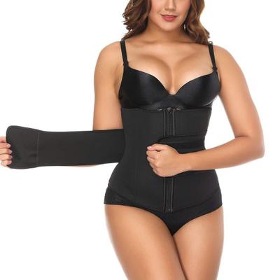 S-XXXL оптом женские двойные, с поясом, на молнии, черного цвета, Cincher Пояс для похудения Формирователь живота; Регулируемая посадка на талии Триммер пояс на талии тренер