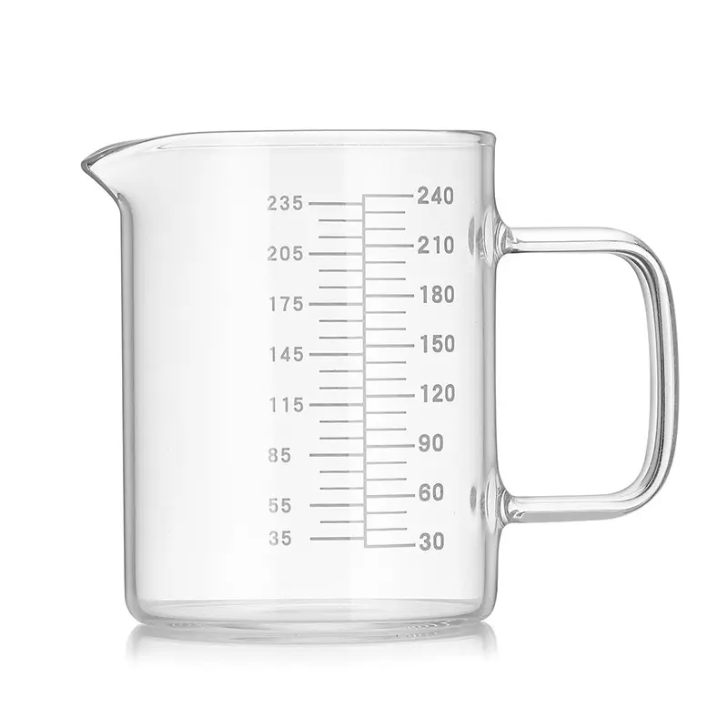 BCnmviku 240ml Espresso Shot Glass Measuring Grade Transparent Measuring Cup Glass Beakers Pot Kettle Milk Cup Baking Kitchen