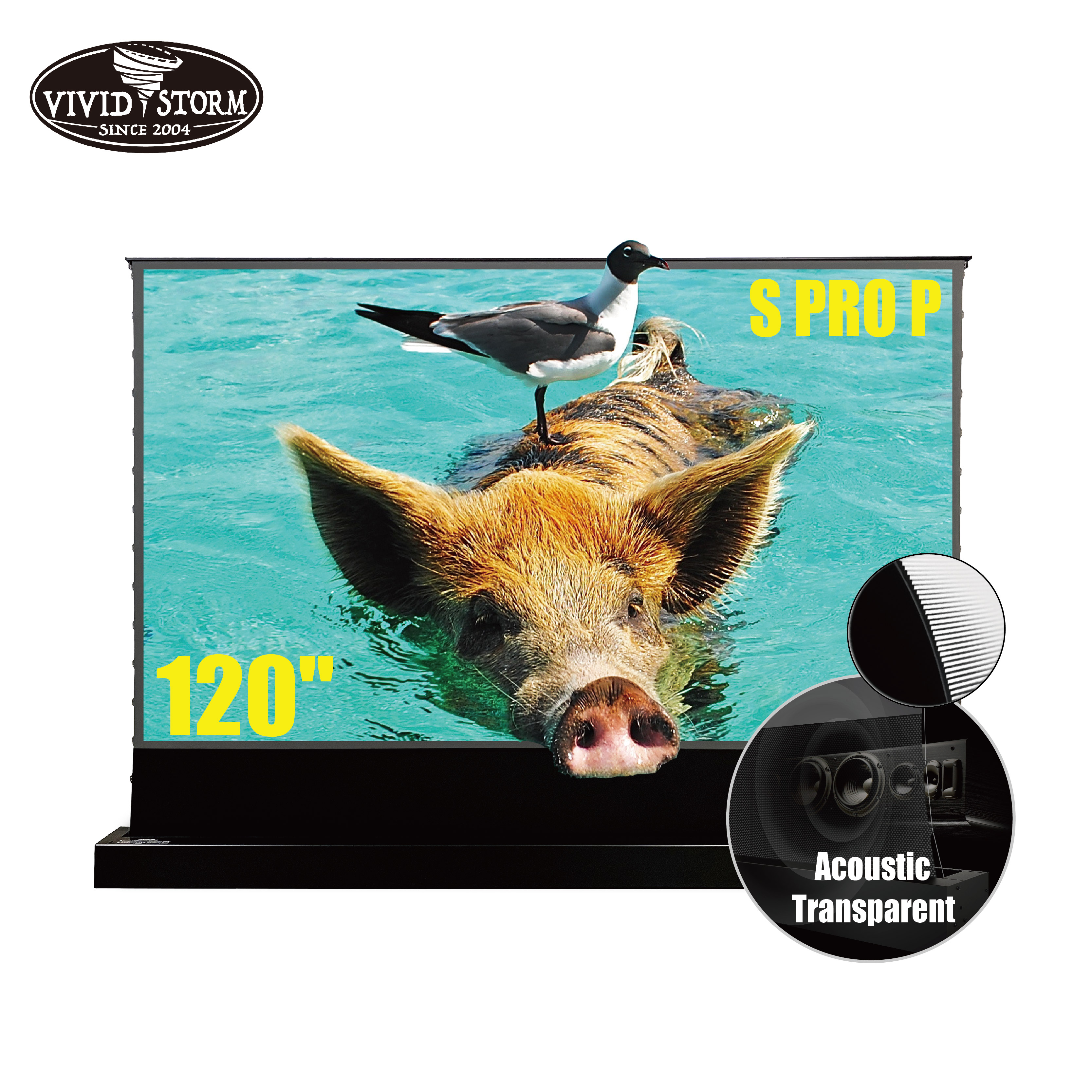 Акустический прозрачный напольный экран VIVIDSTORM S PRO P, 120 дюйма, с электрическим натяжением, для окружающего света, отклоняющий экран, материал