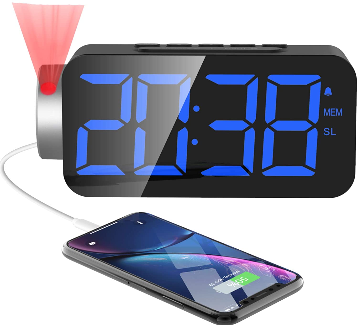 2021 New LED Smart Electronic Desktop Table Desk LED Laser Ceiling Digital Projection Alarm Clock With Radio
