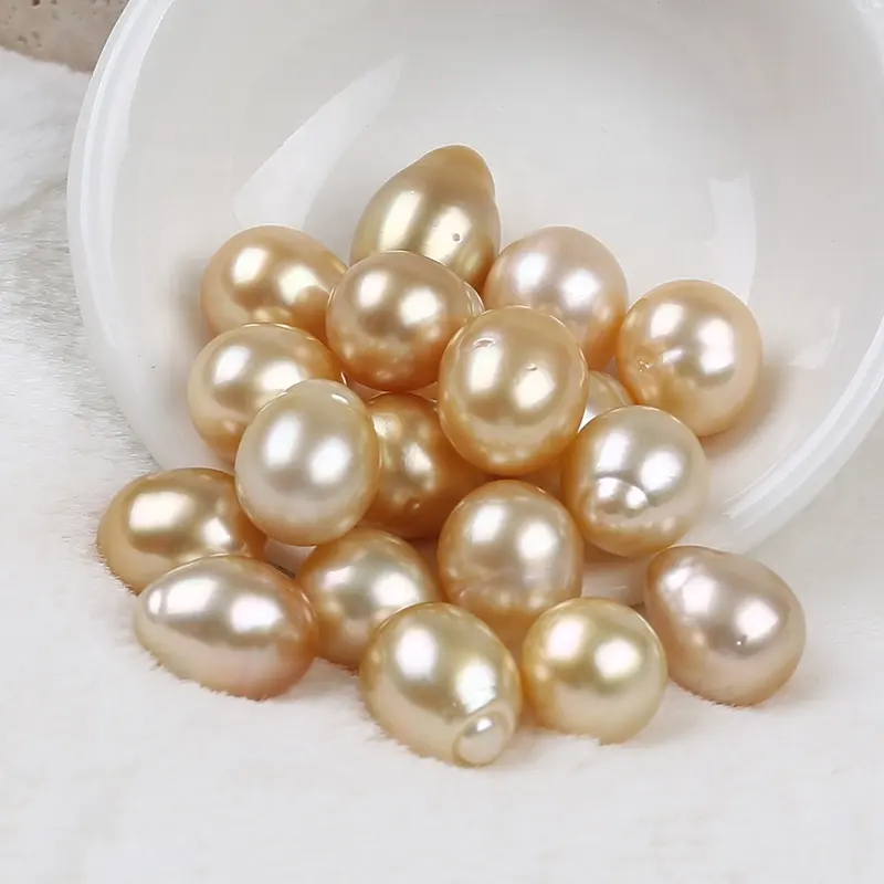 11-12mm Wholesale Natural Loose Pearl Saltwater South Sea Gold Rice Shape Pearls