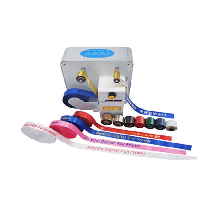 desktop 40mm ribbon stamping printer/ digital hot foil stamping ribbon printer /gift digital ribbon printer