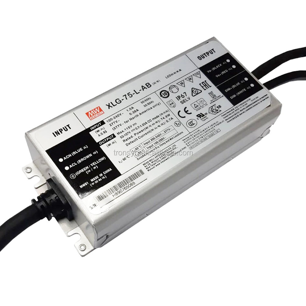 Meanwell XLG-75-H-AB 27V 36V 42V 48V до 56V 75 Вт Выход IP67 Dimmabl светать светильник UV LED Импульсный источник питания Регулируемый источник питания постоянного тока