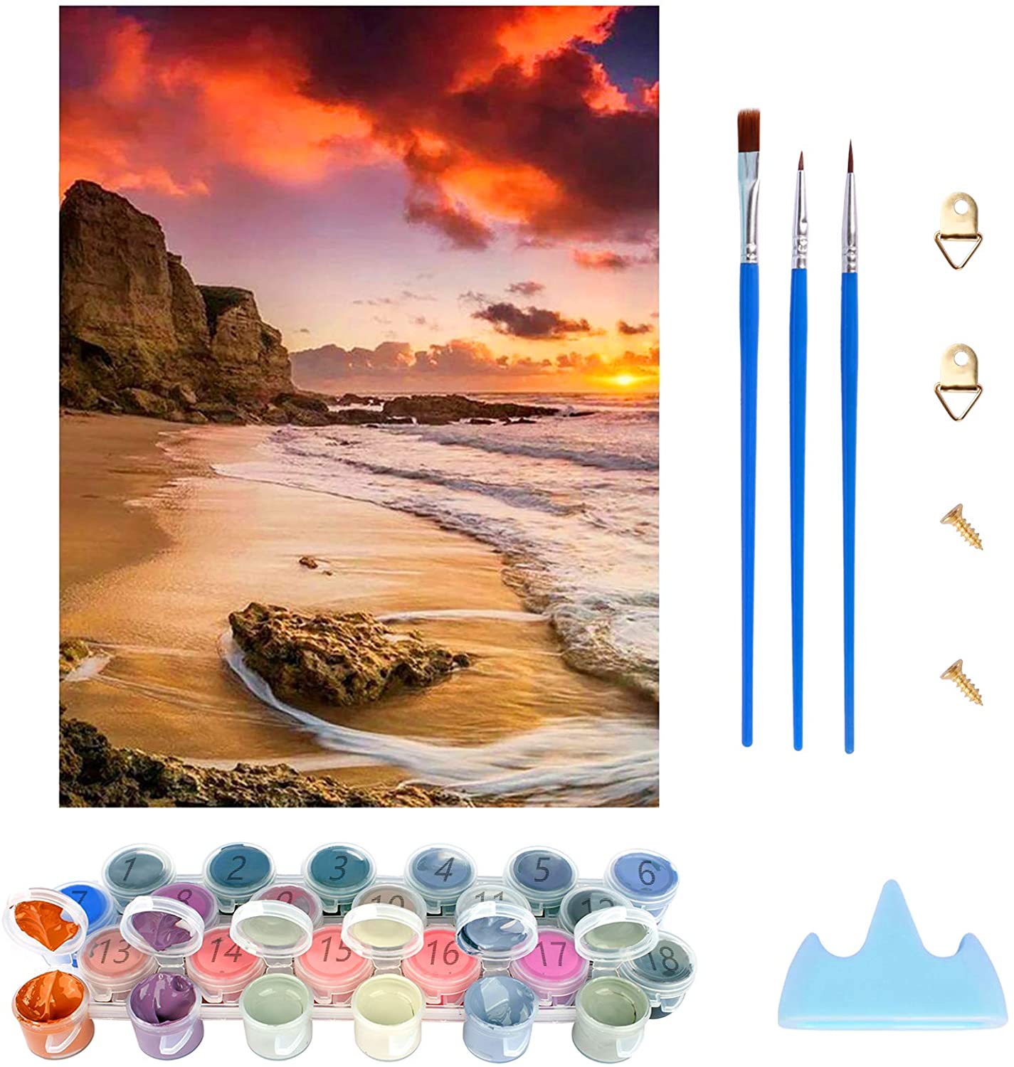 40 x 50 cm adults and children beginners DIY sunset and beach digital canvas seascape oil painting by numbers beach