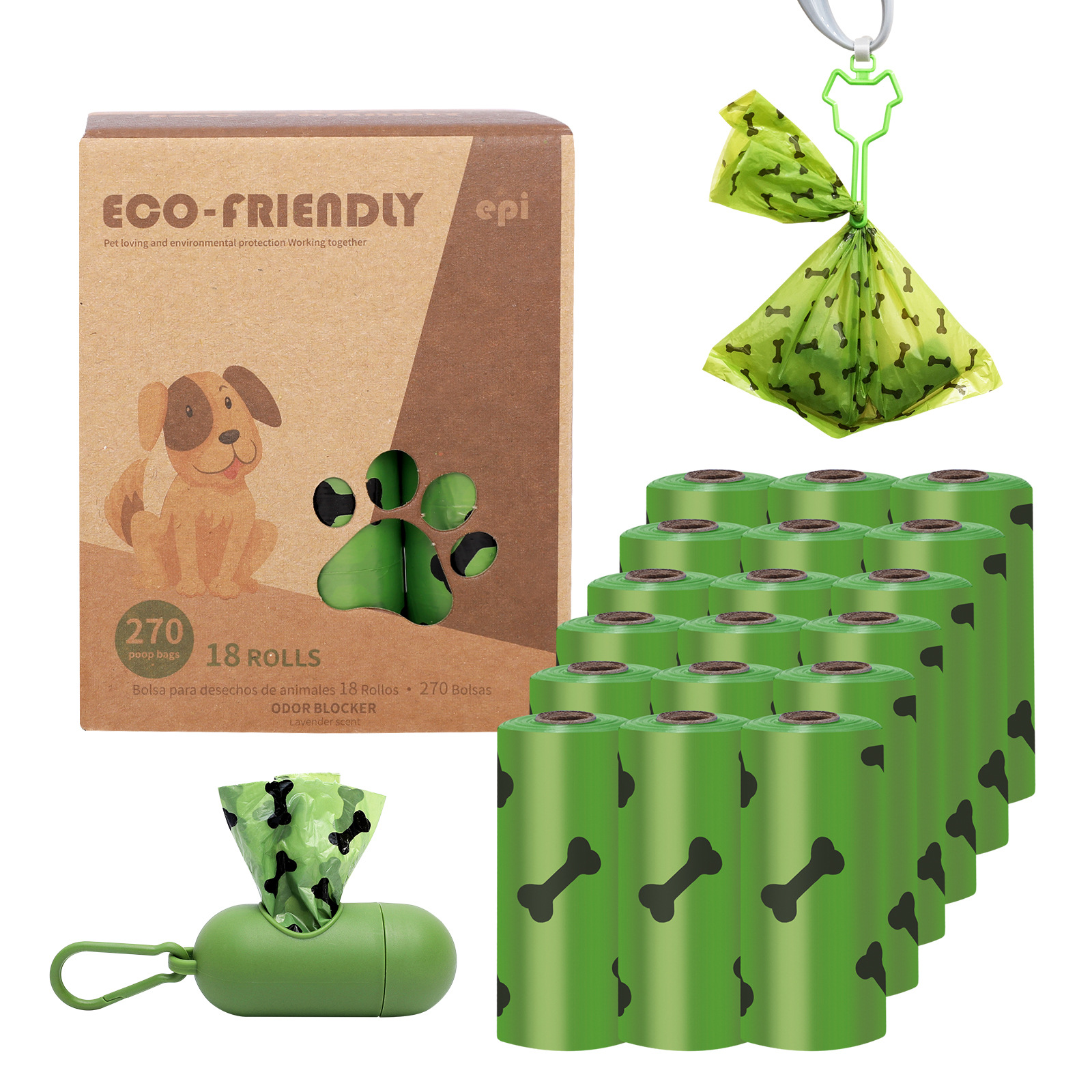 100% Biodegradable Wholesale Pet Poop Plastic Pack With Dispenser Dog Waste Bag Dog Poop Bag