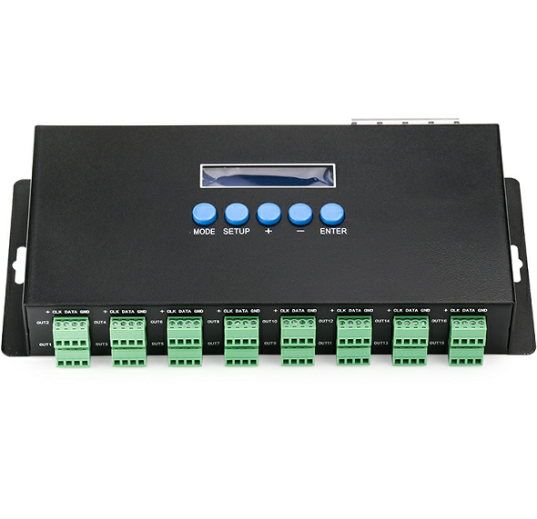 DC5V ~ DC24V 3A * 16CH постоянное напряжение пиксель света контроллер WU-216 поддержкой Ethernet DMX протоколе DMX 2811/2801/6803/3001/8806/