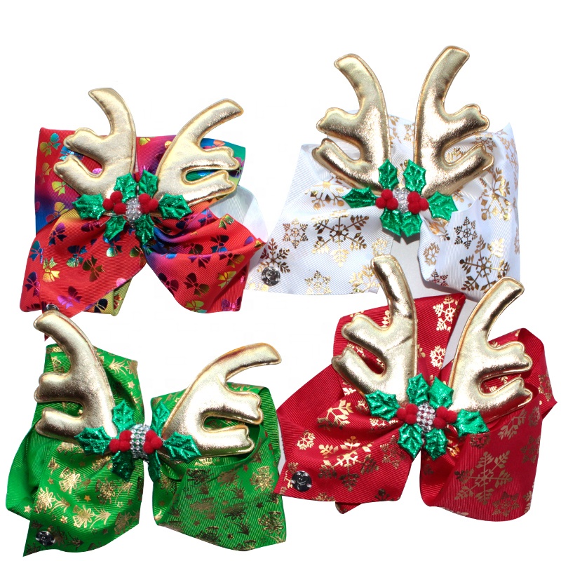 Newest Christmas Hairpins Elk Hair Clips of Red and Green