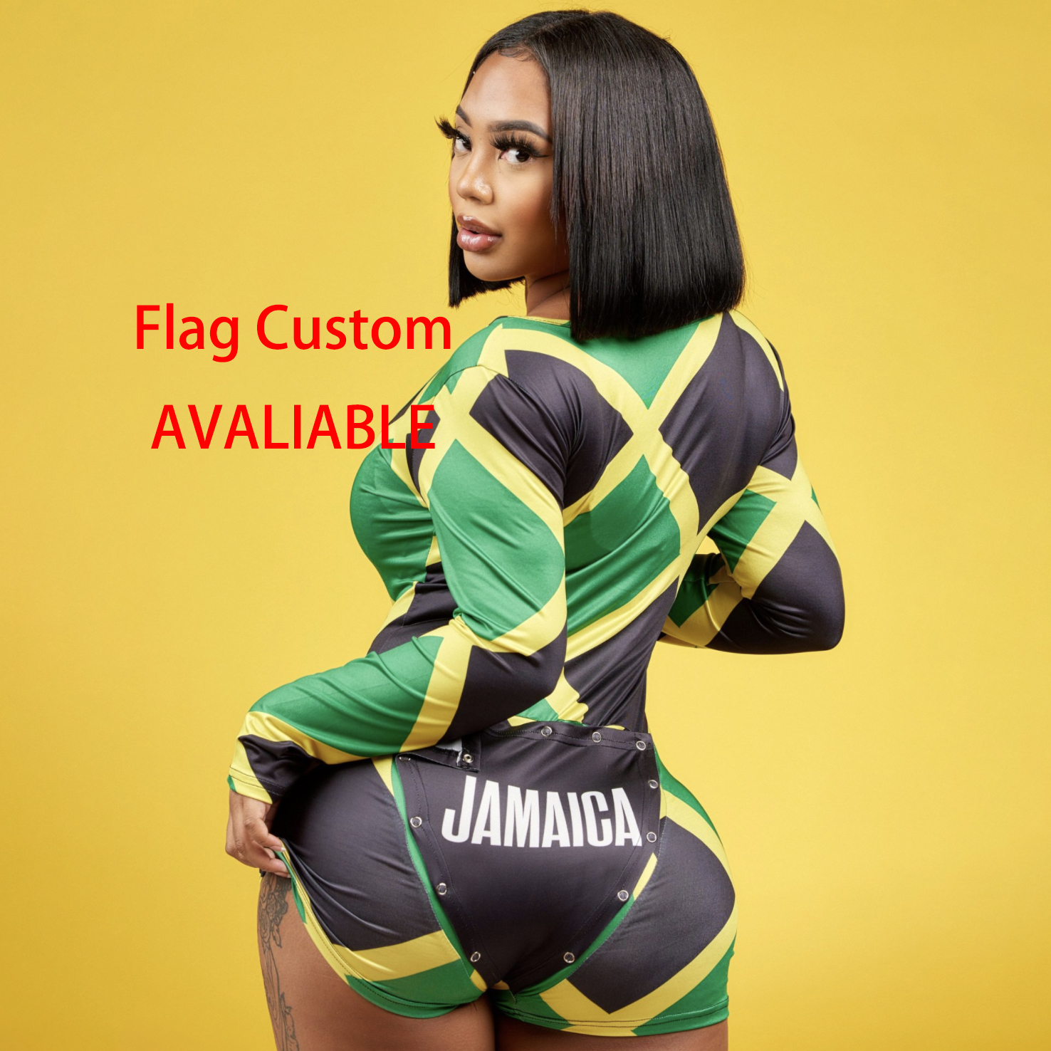 Оптовая продажа, флаги на заказ, Jamaica, специальный дизайн, женская сексуальная ночная Пижама с откидной крышкой, флаг Гаити, ямайский флаг, комбинезон