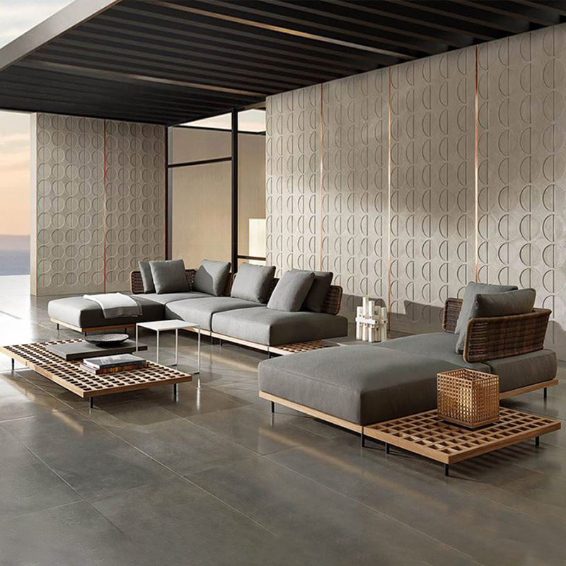 Modern Patio Teak Garden Sofa Set Outdoor Furniture